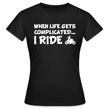 Bikerin Biker Girl Motorradfahrerin Bikergirl - Frauen T-Shirt - Schwarz - Vorne - AI Model Female 172 dark (172cm)