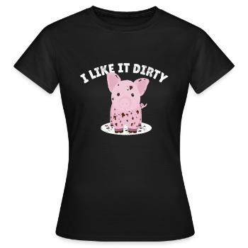 Versaut Schwein Drecksau Witzig Ferkel Sex Spruch - Frauen T-Shirt - Schwarz - Vorne - AI Model Female 172 dark (172cm)