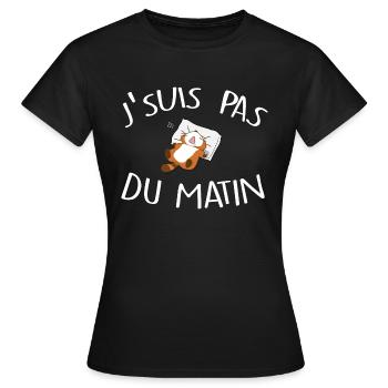 J'suis pas du matin - T-shirt Femme - noir - Devant - AI Model Female 172 dark (172cm)