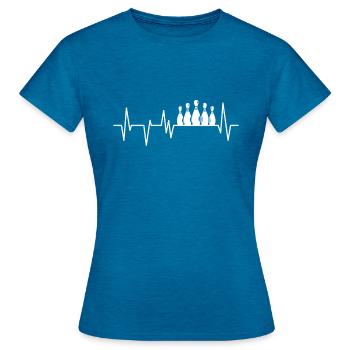 Bowling Herzschlag Strike Kegeln Bowlingkugel - Frauen T-Shirt - Antikblaues Saphir meliert - Vorne - AI Model Female 172 dark (172cm)