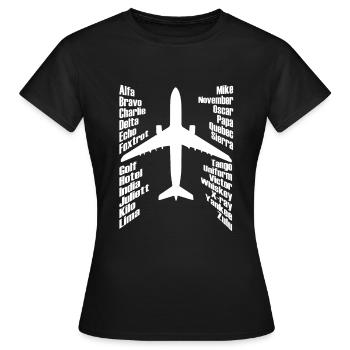 Flugzeug Pilot Flugplatz - Frauen T-Shirt - Schwarz - Vorne - AI Model Female 172 dark (172cm)