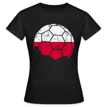 Poland Soccer Ball Fußball - Frauen T-Shirt - Schwarz - Vorne - AI Model Female 172 dark (172cm)