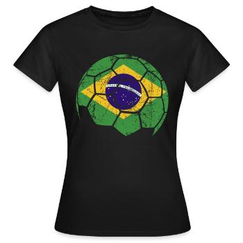 Brazil Soccer Ball Fußball - Frauen T-Shirt - Schwarz - Vorne - AI Model Female 172 dark (172cm)