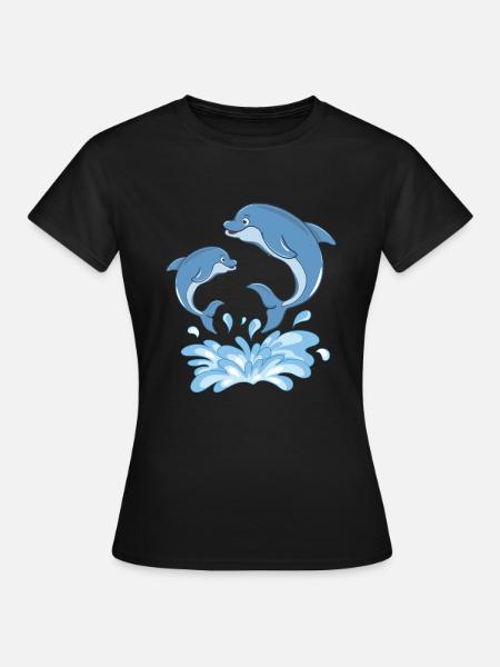 Delfine Tümmler Meer - Frauen T-Shirt - Schwarz