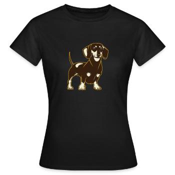 Art de chien saucisse teckel fringant - T-shirt Femme - noir - Devant - AI Model Female 172 dark (172cm)