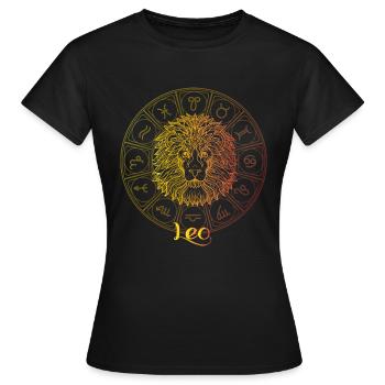 Signe du zodiaque de Léo - T-shirt Femme - noir - Devant - AI Model Female 172 dark (172cm)