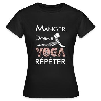 Yoga Mandala - Position Yoga - T-shirt Femme - noir - Devant - AI Model Female 172 dark (172cm)