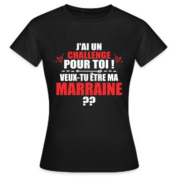 Nouveau Challenge Veux-tu être ma Marraine? - T-shirt Femme - noir - Devant - AI Model Female 172 dark (172cm)