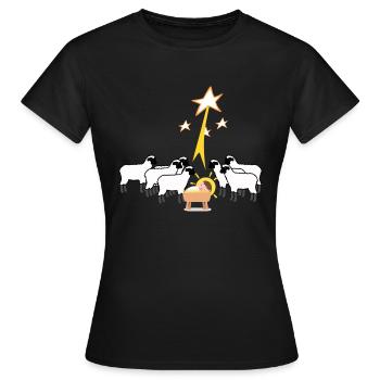 Xmas Weihnachen Christkind Krippe Schafe - Frauen T-Shirt - Schwarz - Vorne - AI Model Female 172 dark (172cm)