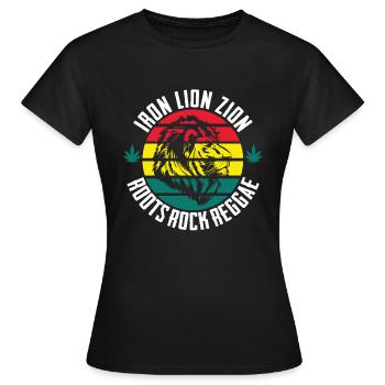 IRON LION ZION, ROOTS ROCK REGGAE, Marley, Rasta - Frauen T-Shirt - Schwarz - Vorne - AI Model Female 172 dark (172cm)