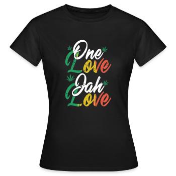 one love jah love, reggae, rastafarian, marley - T-shirt Femme - noir - Devant - AI Model Female 172 dark (172cm)