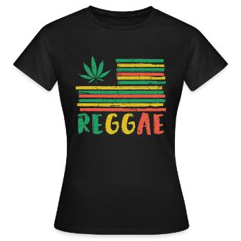 Reggae Flagge, Marley, Rastafari Flag, Jamaica - Frauen T-Shirt - Schwarz - Vorne - AI Model Female 172 dark (172cm)