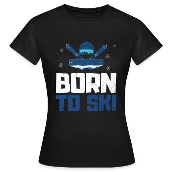 Né pour skier Piste de ski Apres Ski - T-shirt Femme - noir - Devant - AI Model Female 172 dark (172cm)