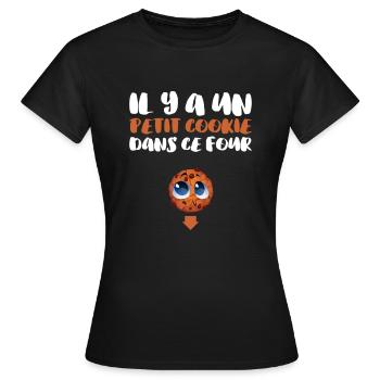 Petite Cookie Fourt | Enceinte Maternité Grossesse - T-shirt Femme - noir - Devant - AI Model Female 172 dark (172cm)