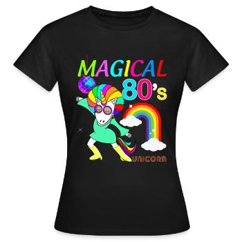 Einhorn Stilvoll Afro Afro 80er Jahre - Frauen T-Shirt - Schwarz - Vorne - AI Model Female 172 dark (172cm)