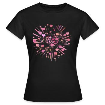 supernova2 rosa herzen - Frauen T-Shirt - Schwarz - Vorne - AI Model Female 172 dark (172cm)