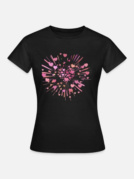 supernova2 coeurs roses - T-shirt Femme - noir