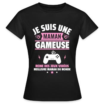 Je suis une maman gameuse, cadeau fête des mères - T-shirt Femme - noir - Devant - AI Model Female 172 dark (172cm)