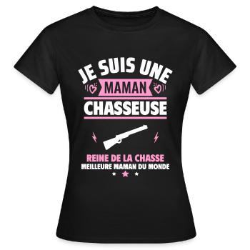 Je suis une maman chasseuse, cadeau fête des mères - T-shirt Femme - noir - Devant - AI Model Female 172 dark (172cm)