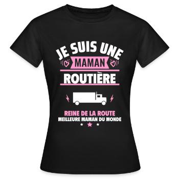Je suis une maman routière, fête des mères - T-shirt Femme - noir - Devant - AI Model Female 172 dark (172cm)