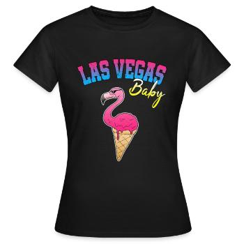 Las Vegas Flamingo Eis Eiscreme Nachtleben Lustig - Frauen T-Shirt - Schwarz - Vorne - AI Model Female 172 dark (172cm)
