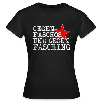 Contre Faschos et Carnaval - Anti Carnaval - T-shirt Femme - noir - Devant - AI Model Female 172 dark (172cm)