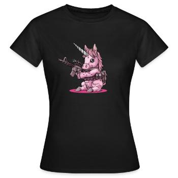 Licorne Sniper Shooter Motif - T-shirt Femme - noir - Devant - AI Model Female 172 dark (172cm)