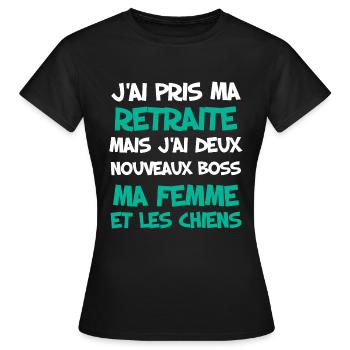 Retraite Humour Homme - T-shirt Femme - noir - Devant - AI Model Female 172 dark (172cm)