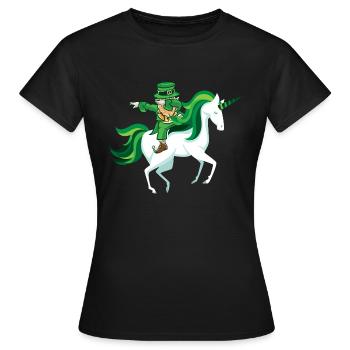 St. Patrick's unicorn dab leprechaun gift funny - Women's T-Shirt - black - Front - AI Model Female 172 dark (172cm)