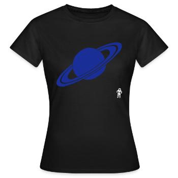 Saturn - Astronaut - Planet - Raumfahrt - Frauen T-Shirt - Schwarz - Vorne - AI Model Female 172 dark (172cm)