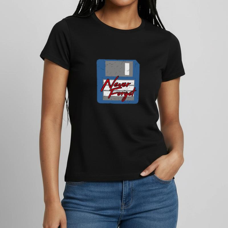 Never Forget Diskette Computer Memory PC Retro Women's T-Shirt