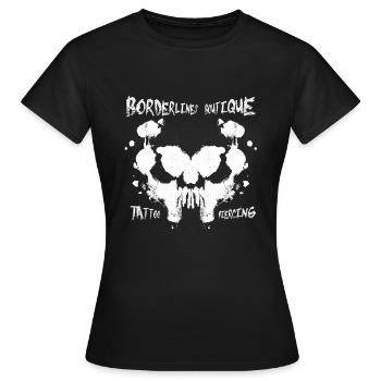 Borderlines Boutique - Tattoo Piercing - Frauen T-Shirt - Schwarz - Vorne - AI Model Female 172 dark (172cm)