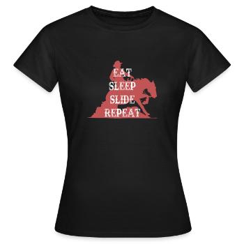 Eat Sleep Slide Repeat Sliding Stop Western riding - Women's T-Shirt - black - Front - AI Model Female 172 dark (172cm)