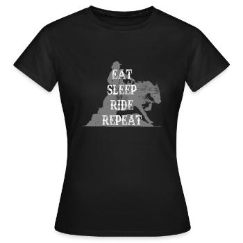 Eat Sleep Ride Repeat Sliding Stop Western riding - Women's T-Shirt - black - Front - AI Model Female 172 dark (172cm)