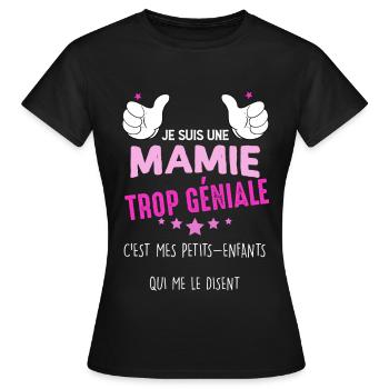 Mamie trop géniale Mamie D'Amour - T-shirt Femme - noir - Devant - AI Model Female 172 dark (172cm)