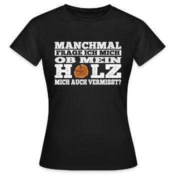 Wood - missing - Women's T-Shirt - black - Front - AI Model Female 172 dark (172cm)