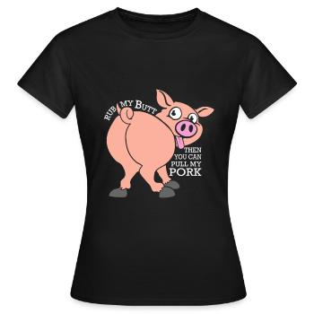 Porc porc drôle et méchant - T-shirt Femme - noir - Devant - AI Model Female 172 dark (172cm)