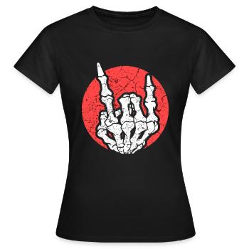Skelett Handzeichen Rockmusik - Frauen T-Shirt - Schwarz - Vorne - AI Model Female 172 dark (172cm)