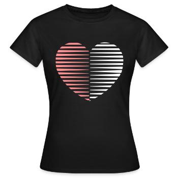 Robustes rosa weißes Herz - Frauen T-Shirt - Schwarz - Vorne - AI Model Female 172 dark (172cm)