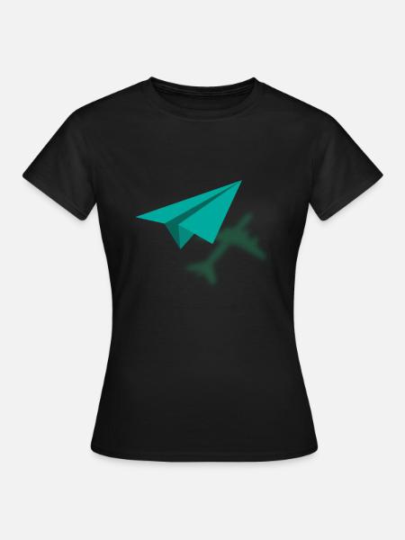 Avion en papier avion pilote amateur origami - T-shirt Femme - noir