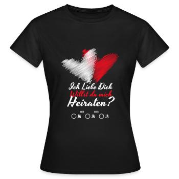 Willst du mich Heiraten Hochzeit Antrag - Frauen T-Shirt - Schwarz - Vorne - AI Model Female 172 dark (172cm)