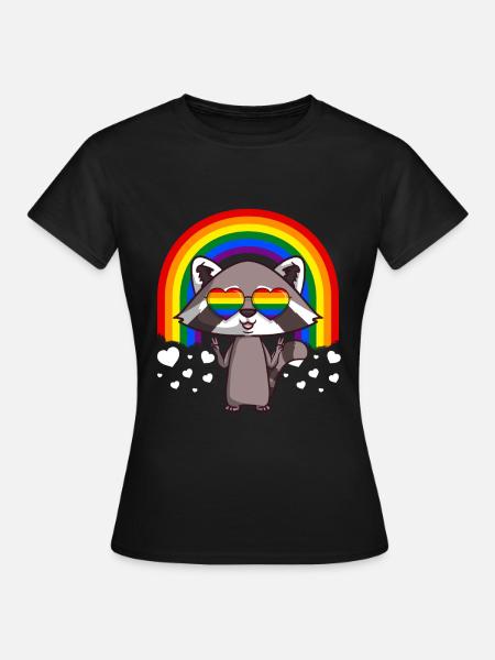 Raccoon Gay Pride LGBT Rainbow - T-shirt Femme - noir