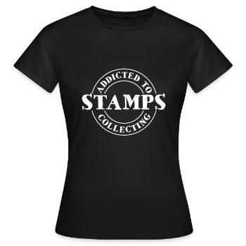 Addicted To Stamps Collecting postage stamp - Women's T-Shirt - black - Front - AI Model Female 172 dark (172cm)