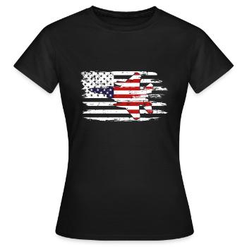 Drapeau USA F 15 avion de chasse - T-shirt Femme - noir - Devant - AI Model Female 172 dark (172cm)