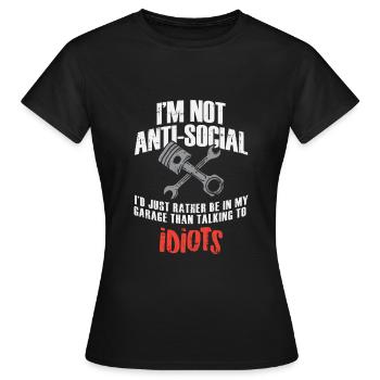 Je ne suis pas anti-social - Mécanicien drôle - T-shirt Femme - noir - Devant - AI Model Female 172 dark (172cm)