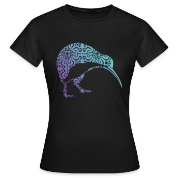 Maori Kiwi Tribal Aboriginal New Zealand Bird Art - Frauen T-Shirt - Schwarz - Vorne - AI Model Female 172 dark (172cm)