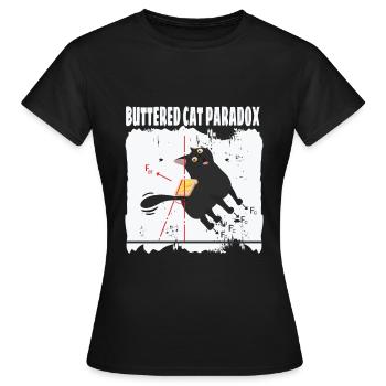Buttered Cat Paradox Mathe Physik Katze - Frauen T-Shirt - Schwarz - Vorne - AI Model Female 172 dark (172cm)