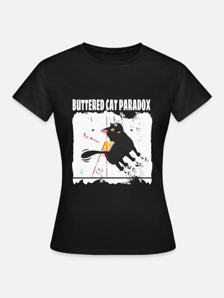 Buttered Cat Paradox Mathe Physik Katze - Frauen T-Shirt - Schwarz