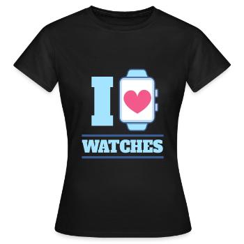 I Love Watches Watches Watch Wristwatch - Women's T-Shirt - black - Front - AI Model Female 172 dark (172cm)