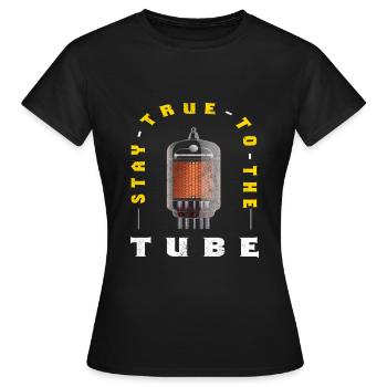 Vers l’amplificateur à tube analogique - T-shirt Femme - noir - Devant - AI Model Female 172 dark (172cm)